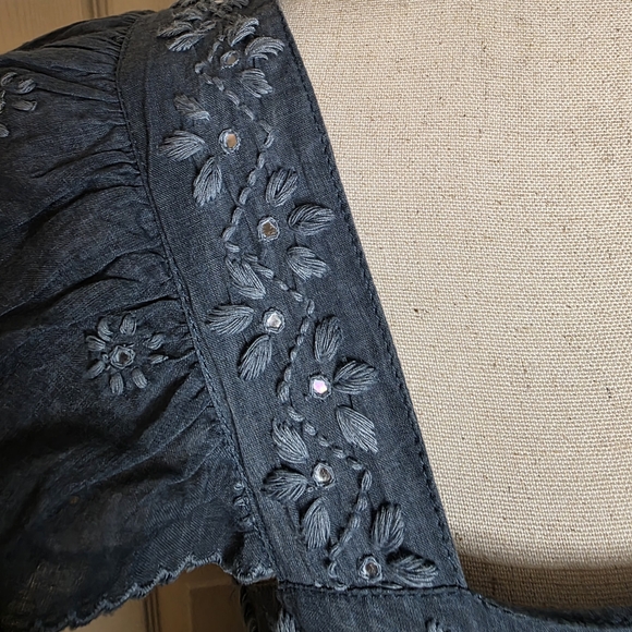 Juliet Dunn London Blue Embroidered Sleeveless Mini Dress - Picture 4 of 16